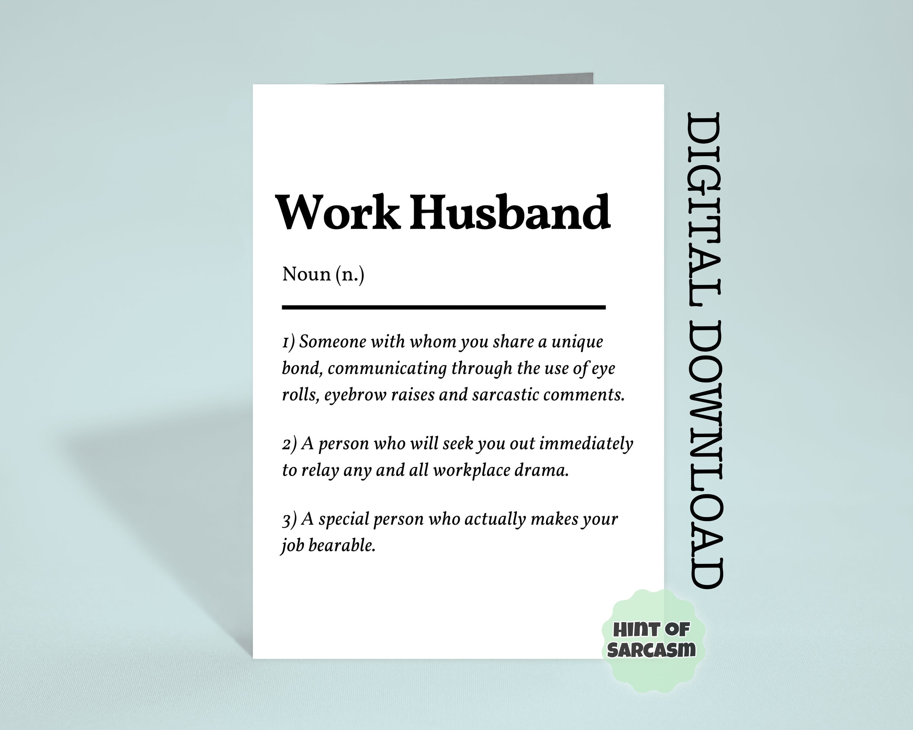 Work Husband Definition Print at Home Card Digital Download Etsy UK