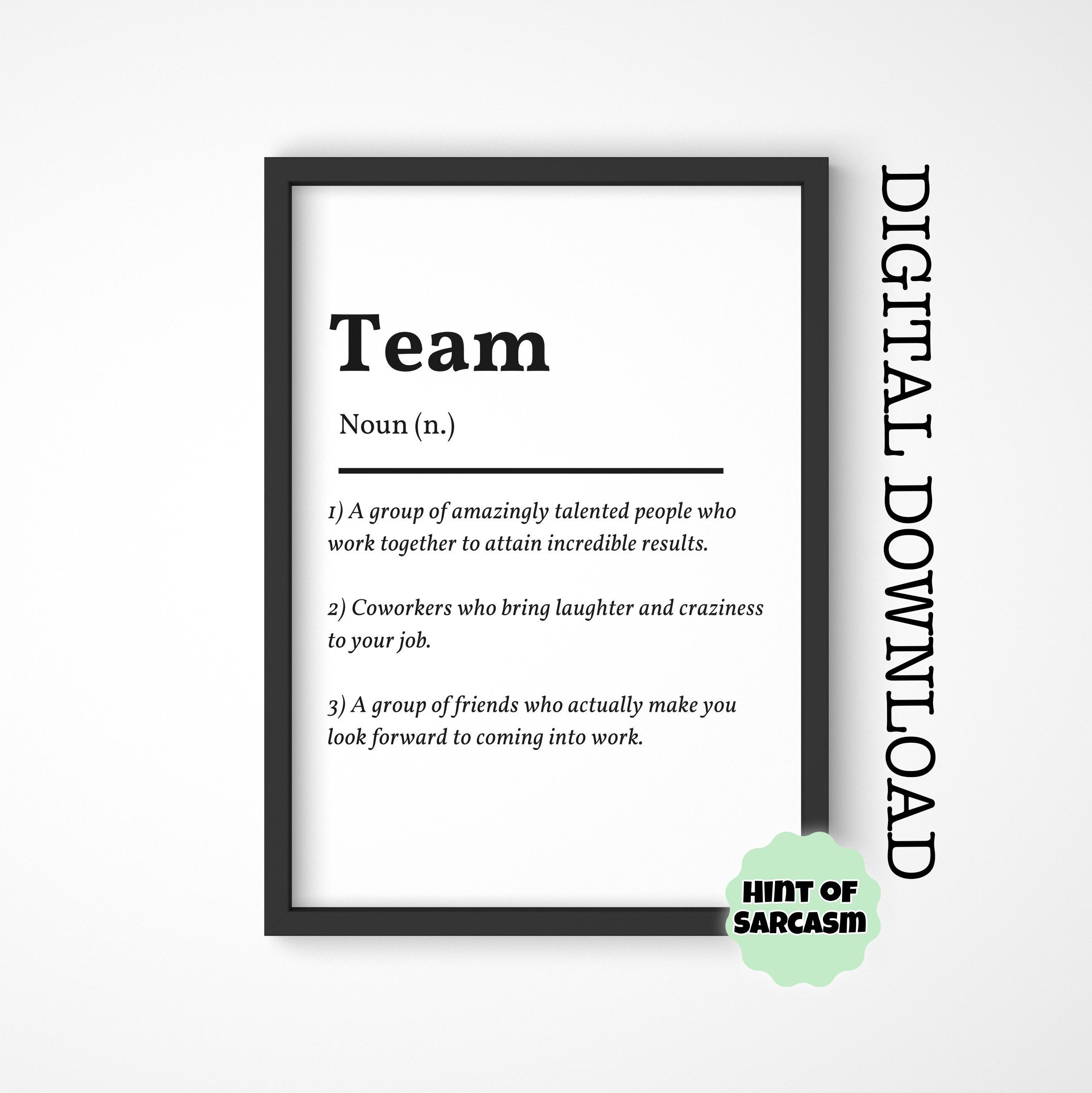 A4 A5 Team Definition Digital Download Print Print at Home Etsy