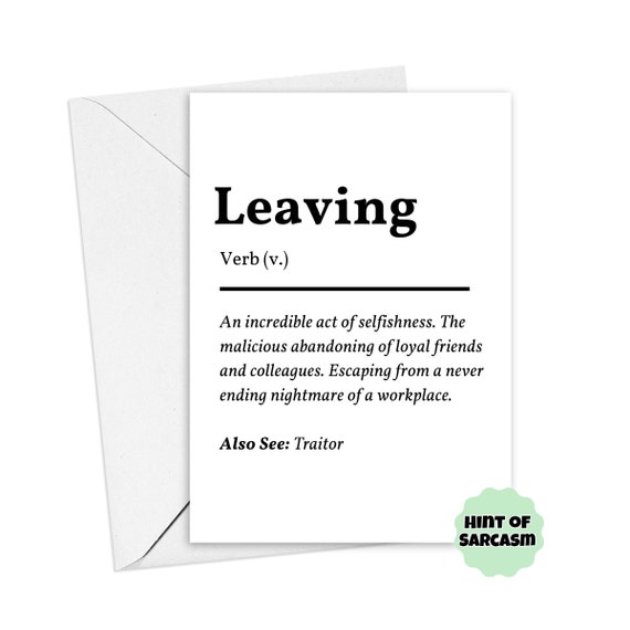  Humorous Traitor Definition Card for Leaving Coworkers, Funny  Leaving Card Gift for Men Women, Hilarious Farewell Gift for Colleagues :  Electronics