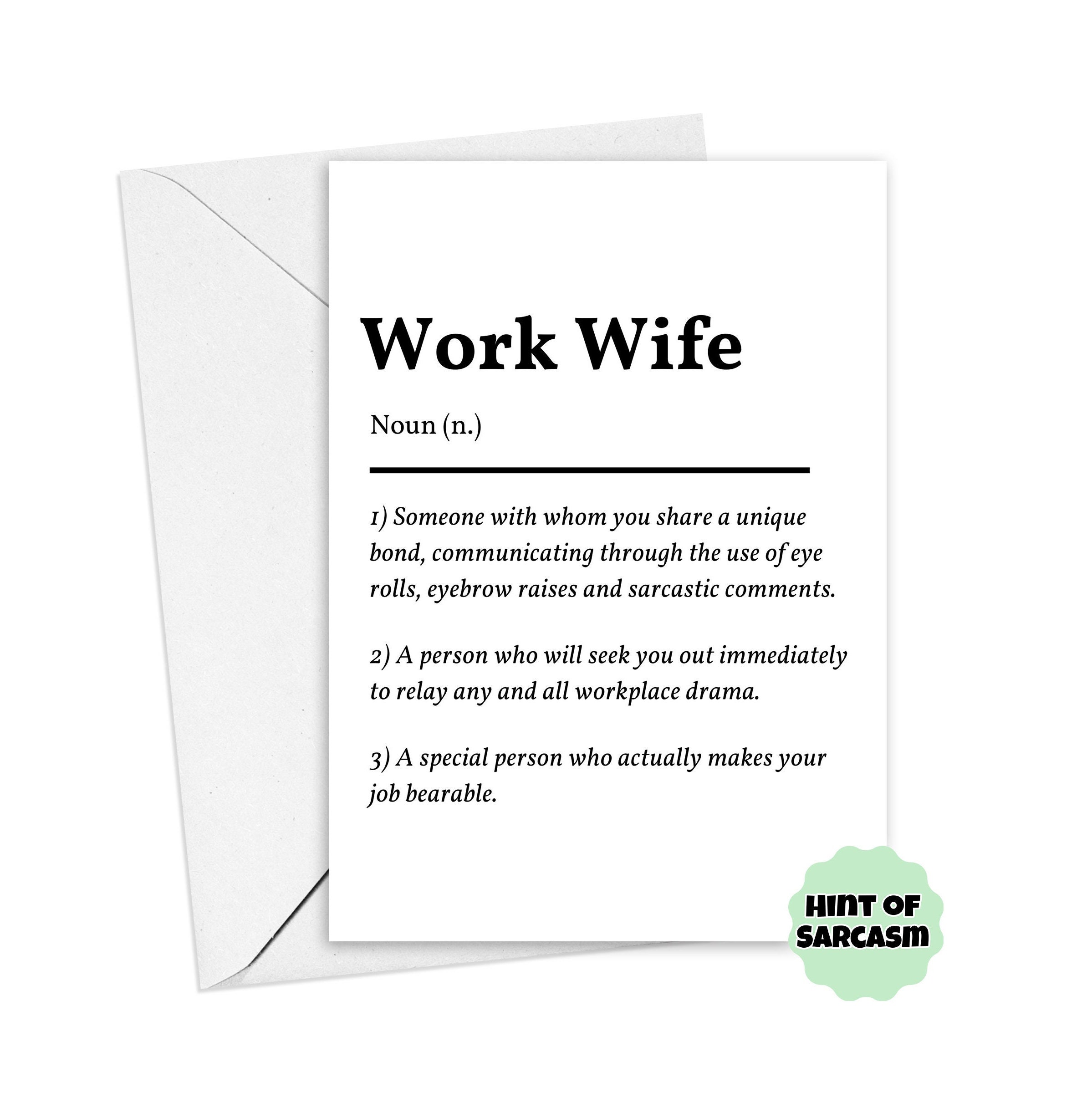 A5 Work Wife Definition Card bold Font Edition Coworker Etsy