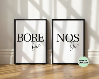 Welsh 2 X A4 Bore Da / Nos Da Prints- Printiau Cymraeg | Welsh Prints | New Home Present | Bedroom Prints * Print Only Frame Not Included*