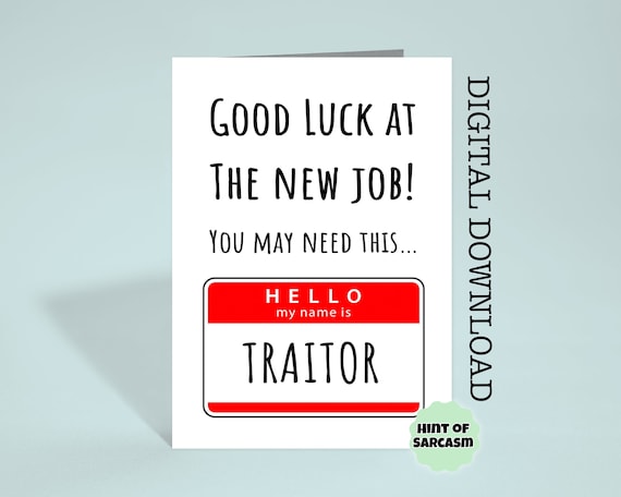 A5 Traitor Definition Card: Coworker Card Funny Coworker 