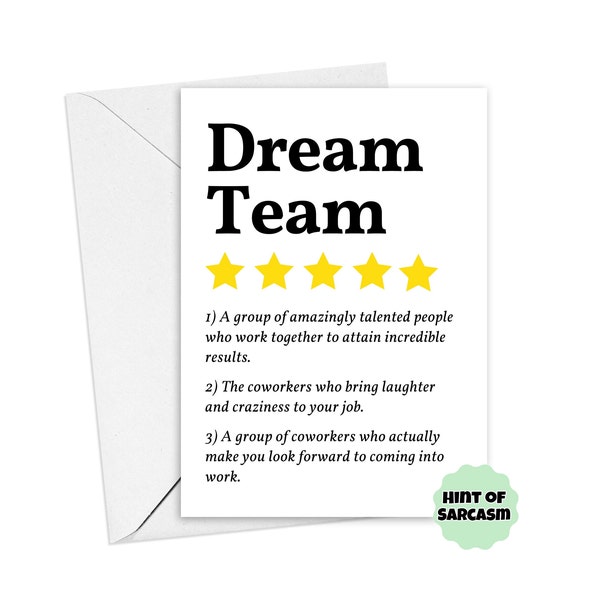 A5 Dream Team Star Rating Leaving Card: Funny Coworker Card | Coworker leaving Card | Team Appreciation | Leaving Card | New Job