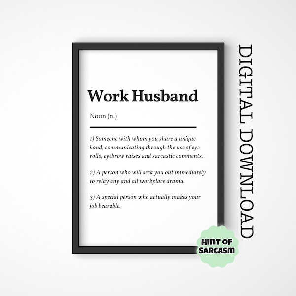 A4 + A5 Work Husband Definition Digital Download Print |  Print at home | *Digital File No Physical Item Will Be Shipped*