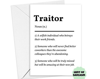 Traitor Definition Print at Home LeavingCard Digital download |Print at  home|*Digital File No Physical Item Will Be Shipped*