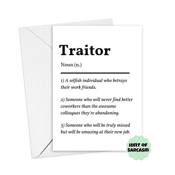 Traitor Definition Print at Home Leavingcard Digital Download 