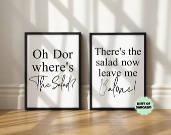 2 X A4 Gavin and Stacey Inspired Doris A4 Quote Print- Where's the salad? Funny Print | Wall Art Print | * Print Only Frame Not Included*