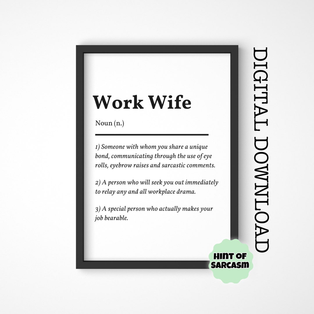 A4 A5 Work Wife Definition Digital Download Print Print at Home digital