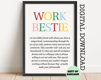 Multicolored Work Bestie Definition Digital Download Print |  Print at home | *Digital File No Physical Item Will Be Shipped*