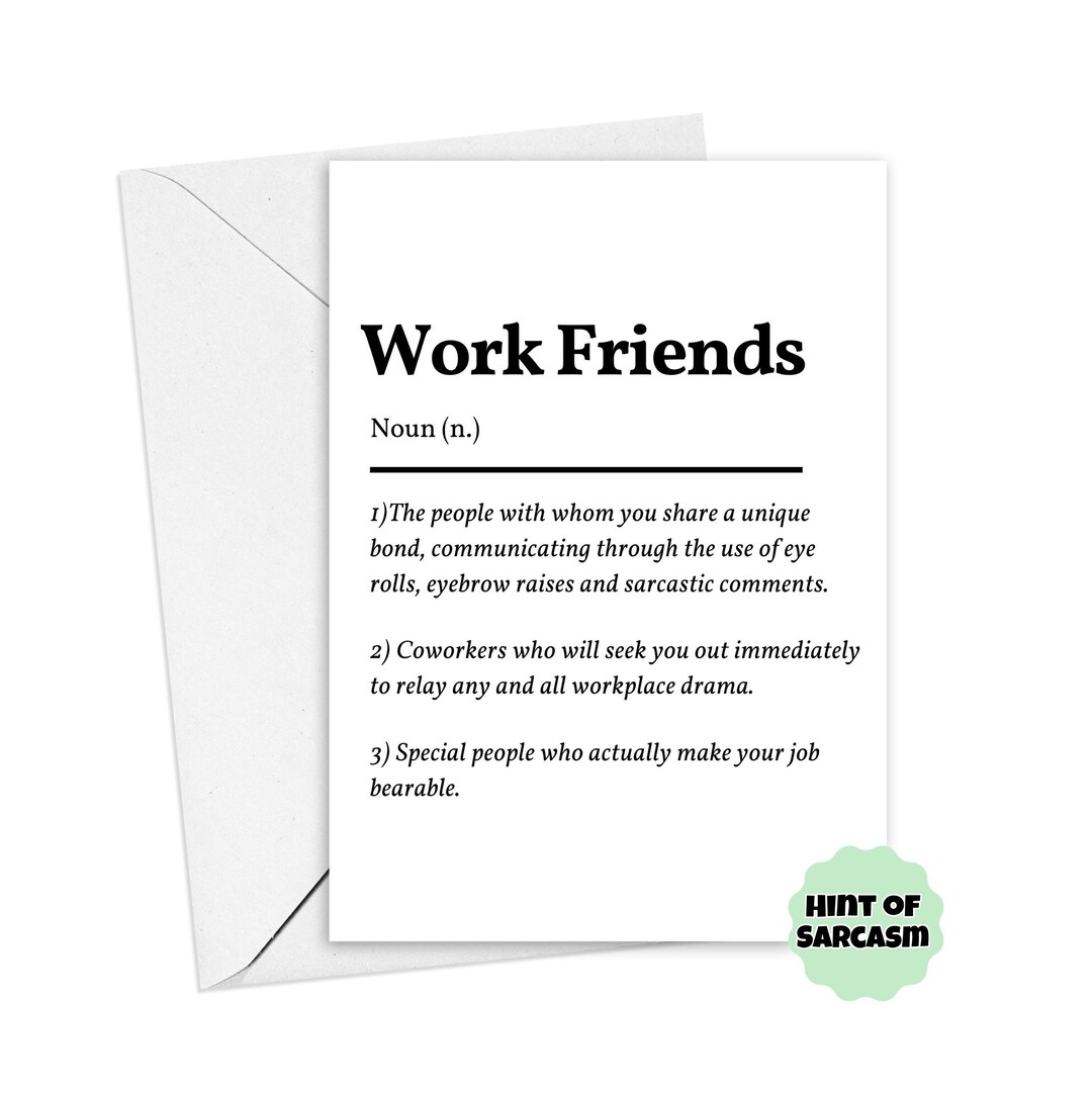 A5 Work Friends Definition Card bold Font Edition Coworker Birthday