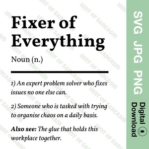 Fixer of Everything Definición Descarga digital SVG JPG PNG /*Solo archivos digitales No se enviará ningún artículo físico*