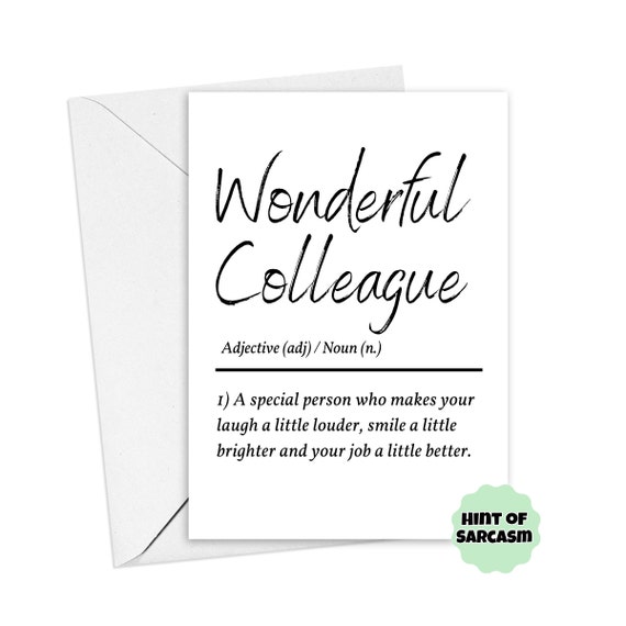 A5 Wonderful Colleague Definition Card Coworker Birthday Etsy
