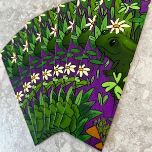 BOOKMARK Frog | Double Sided Bookmark | Daisies & Leaves | Toad