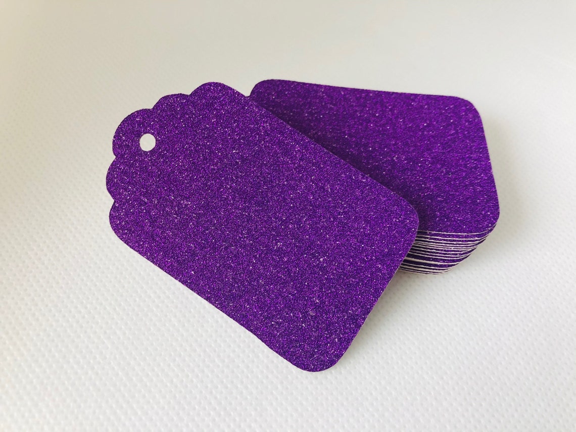 Glitter Purple Gift Tag Present 4cm x 7cm Birthday | Etsy