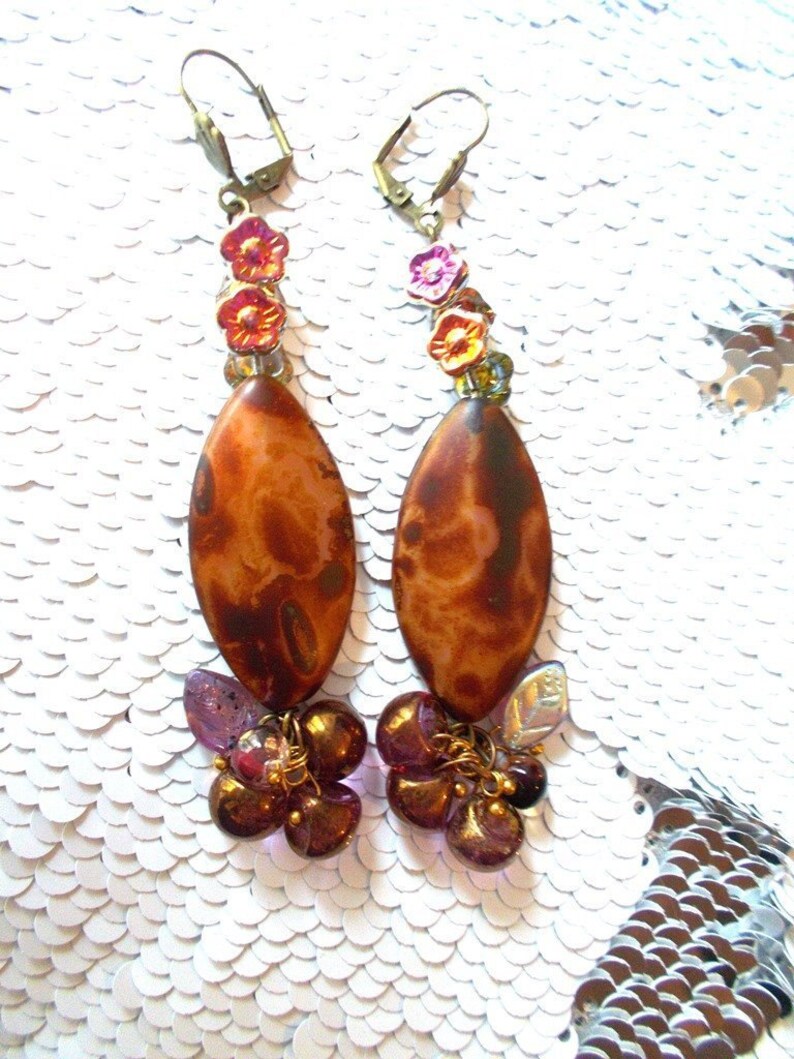 boho chic fully Czech beaded boho earrings