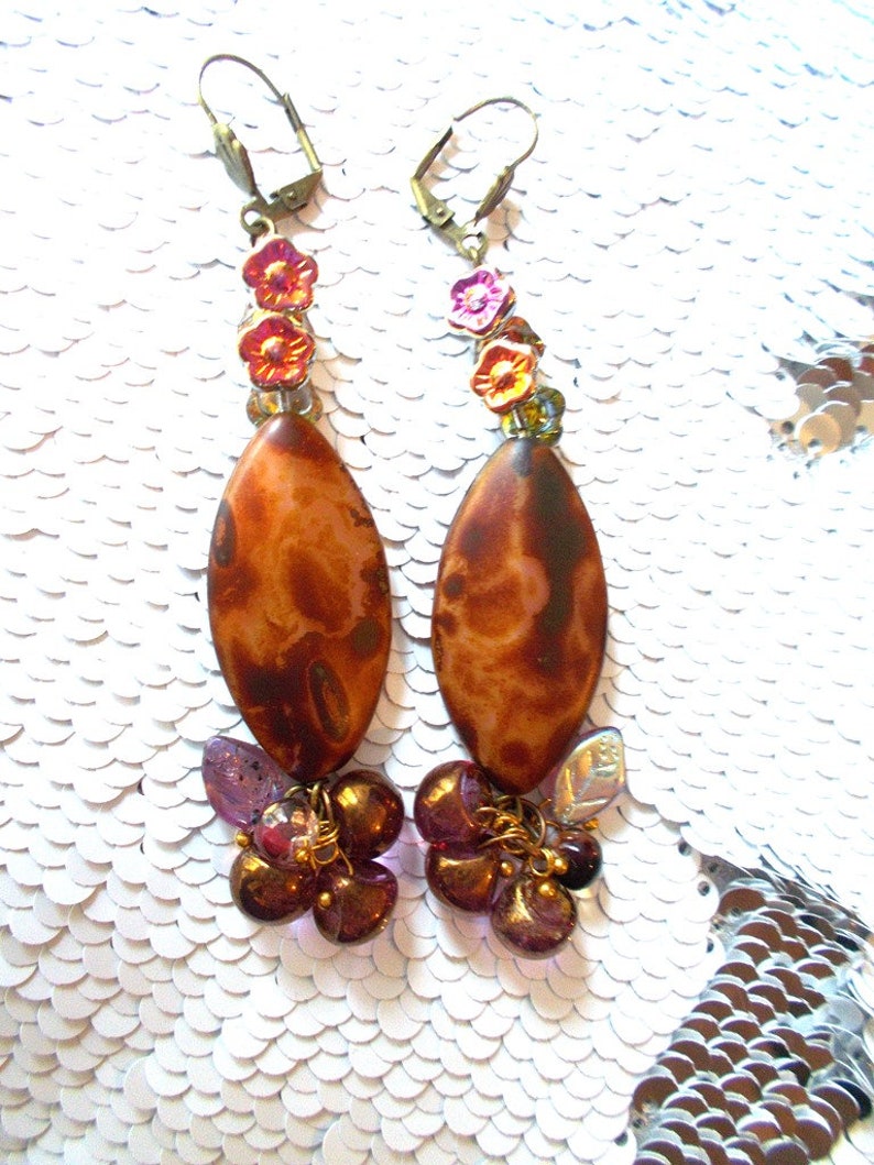 boho chic fully Czech beaded boho earrings