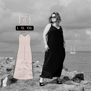 Maxi slip dress on straps L XL XXL Digital Sewing Pattern PDF A4