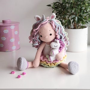 Amigurumi crochet pattern Lou the unicorn doll PDF image 1