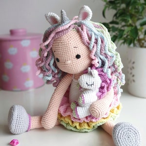 Amigurumi crochet pattern Lou the unicorn doll PDF image 2