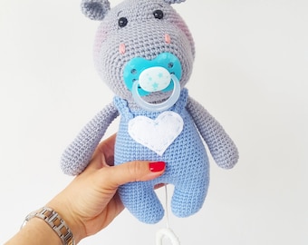 Instructions (German & English) "Baby Hippo Ben" Amigurumi Crochet Doll, PDF