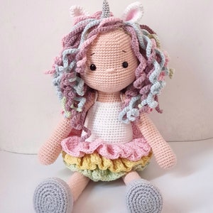 Amigurumi crochet pattern Lou the unicorn doll PDF image 3