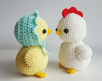 Amigurumi Crochet pattern  "Ella and James, the little chicks" PDF (English/German)