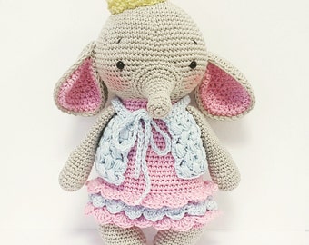 Amigurumi crochet pattern "Elephant Ava the Princess" (German & English) PDF