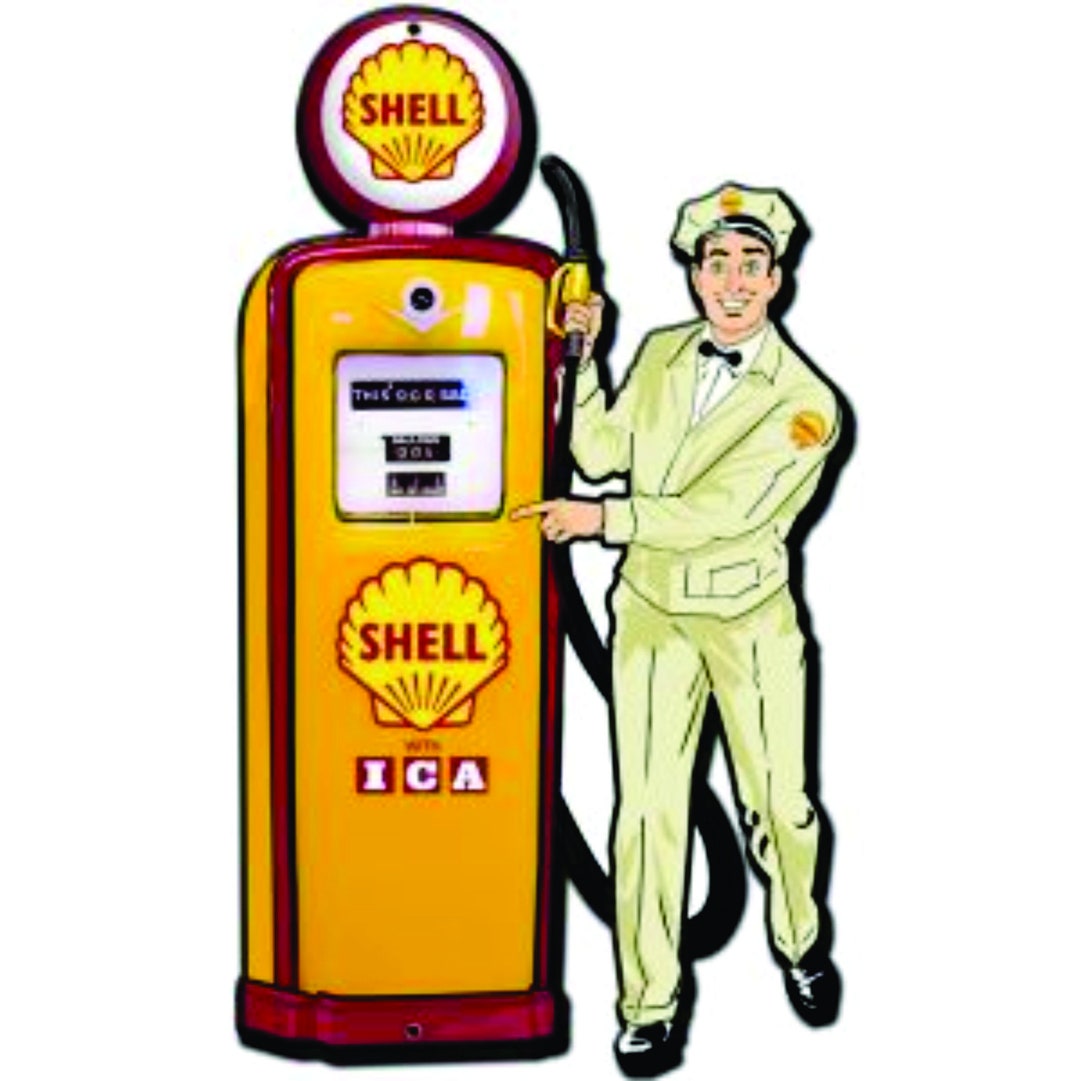 Shell Gas Pump W/ Attendant Metal Sign - Etsy