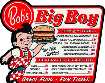 Bob's Big Boy Menu Laser Cut Metal Sign - Etsy