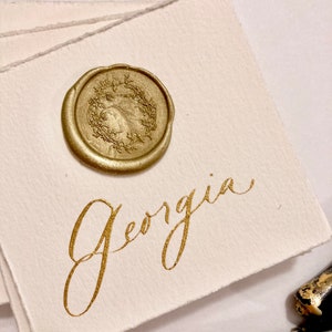 Handwritten calligraphy place cards with wax seal wedding escort cards image 2