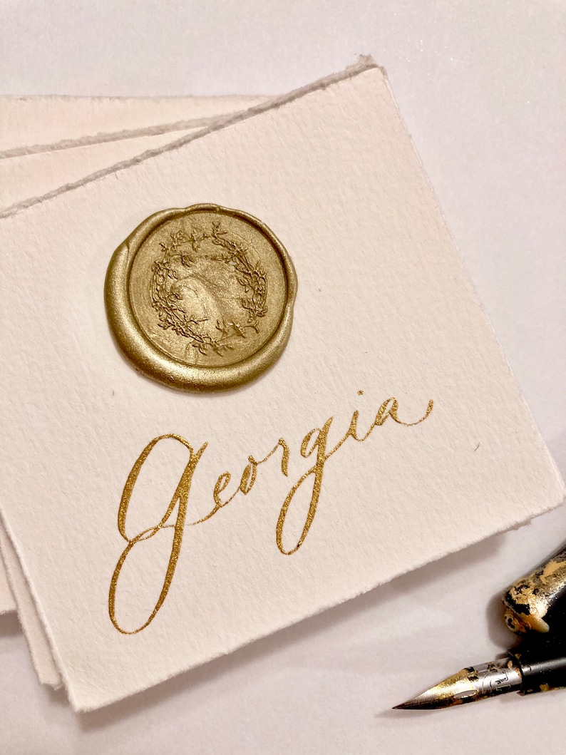 Handwritten calligraphy place cards with wax seal wedding escort cards image 2