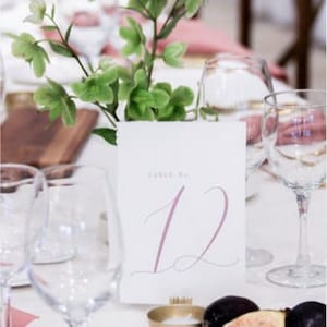 Classic Wedding Table Numbers, Elegant Wedding Table Decor, Calligraphy Wedding Table Number, Printed Table Numbers Wedding, Handmade paper