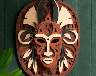 Tribal Mask V2 3D layered cut file, for cutting machines like cricut, silhouette, glowforge and other laser Machines - svg, dxf, ai, pdf