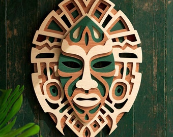 Tribal Mask V1 3D layered cut file, for cutting machines like cricut, silhouette, glowforge and other laser Machines - svg, dxf, ai, pdf