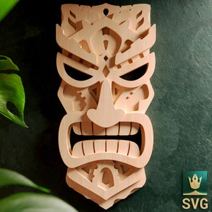 Tribal Maske V3 3D Schichtschnitt Datei & Tiki Maske - Kompatibel mit Cricut, Silhouette, Glowforge, und anderen Lasermaschinen - SVG, Dxf, Ai, PDF