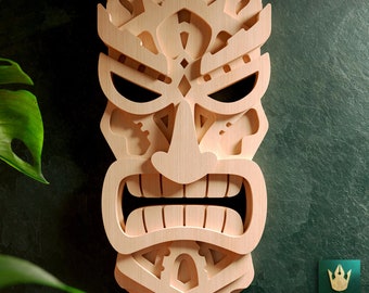 Tribal Mask V3 3D Layered Cut File & Tiki Mask - Compatible with Cricut, Silhouette, Glowforge, and Other Laser Machines - SVG, Dxf, Ai, PDF