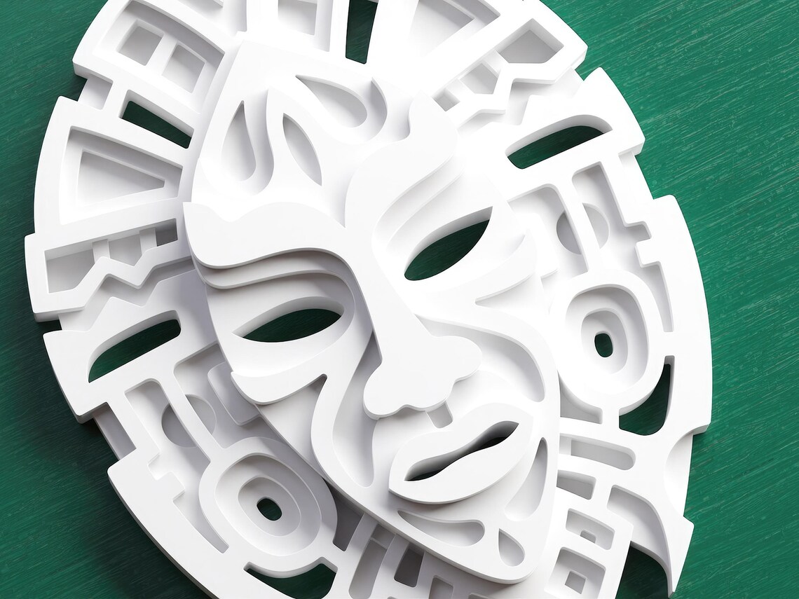 Coating Machine Mask Shape Tribal Mask V1 3D Layered Cut File, for Cutting Machines Like Cricut ...
