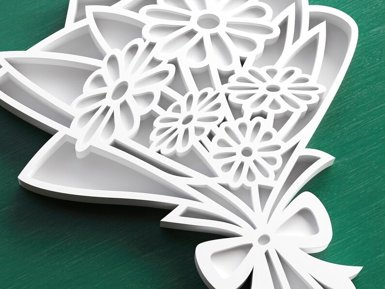 Fichier de coupe en couches 3D bouquet de fleurs pour les machines de découpe comme cricut, silhouette, glowforge, machines laser svg, dxf, ai, pdf, Art mural image 6