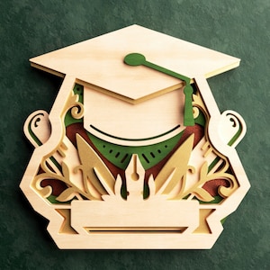 Graduation Cap Wall Art and Award, Archivo de corte en capas 3D para ...