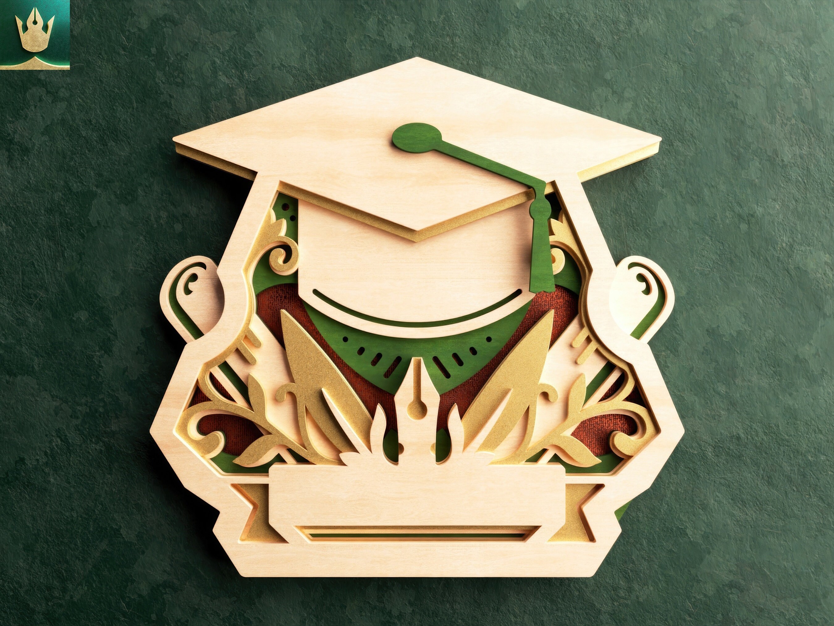 Graduation Cap Wall Art and Award, 3D Layered Cut File for Glowforge ...
