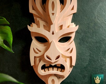 Tribal Mask V4 3D Layered Cut File & Tiki Mask - Compatible with Cricut, Silhouette, Glowforge, and Other Laser Machines - SVG, Dxf, Ai, PDF