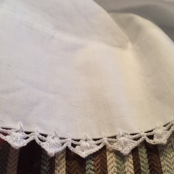 Vintage Pillowcases White Cotton Crochet Trim All Cotton