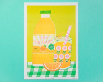 Orange Juice A4 Risograph Print