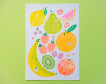 Fruit A4 Risograph Print