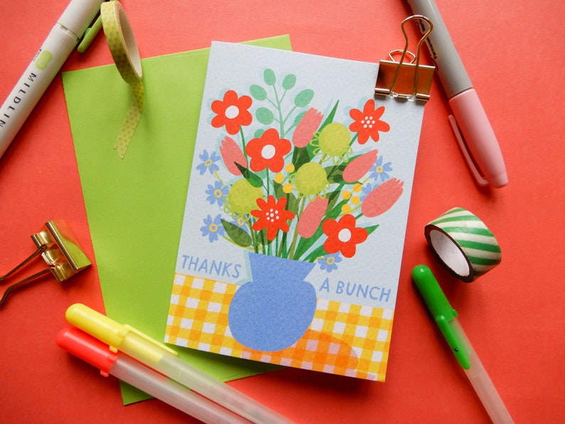 Thank You Card A6 Thanks a bunch Flower pun