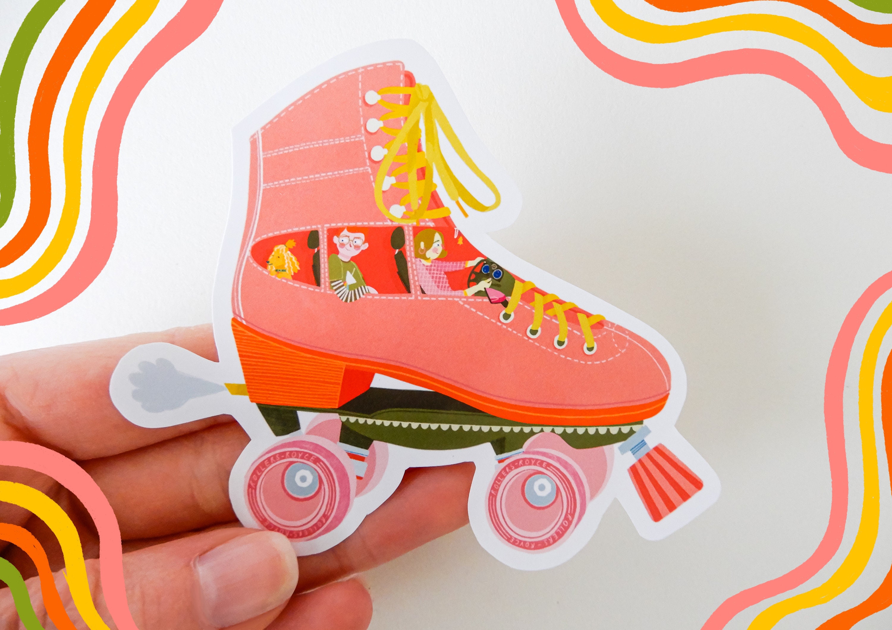 Roller Skate Vinyl Sticker/ mini print Etsy