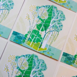 Tree house square print. 21x21cm. Green illustration. Watercolour paper image 2