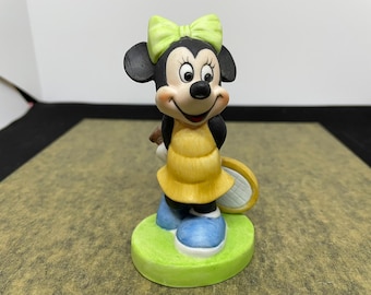 Vintage Walt Disney Productions Disney Giftware Bisque Minnie Mouse W Tennis Gear Figurine