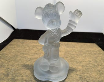 Vintage Walt Disney Productions Frosted Lead Crystal Mickey Mouse Figurine