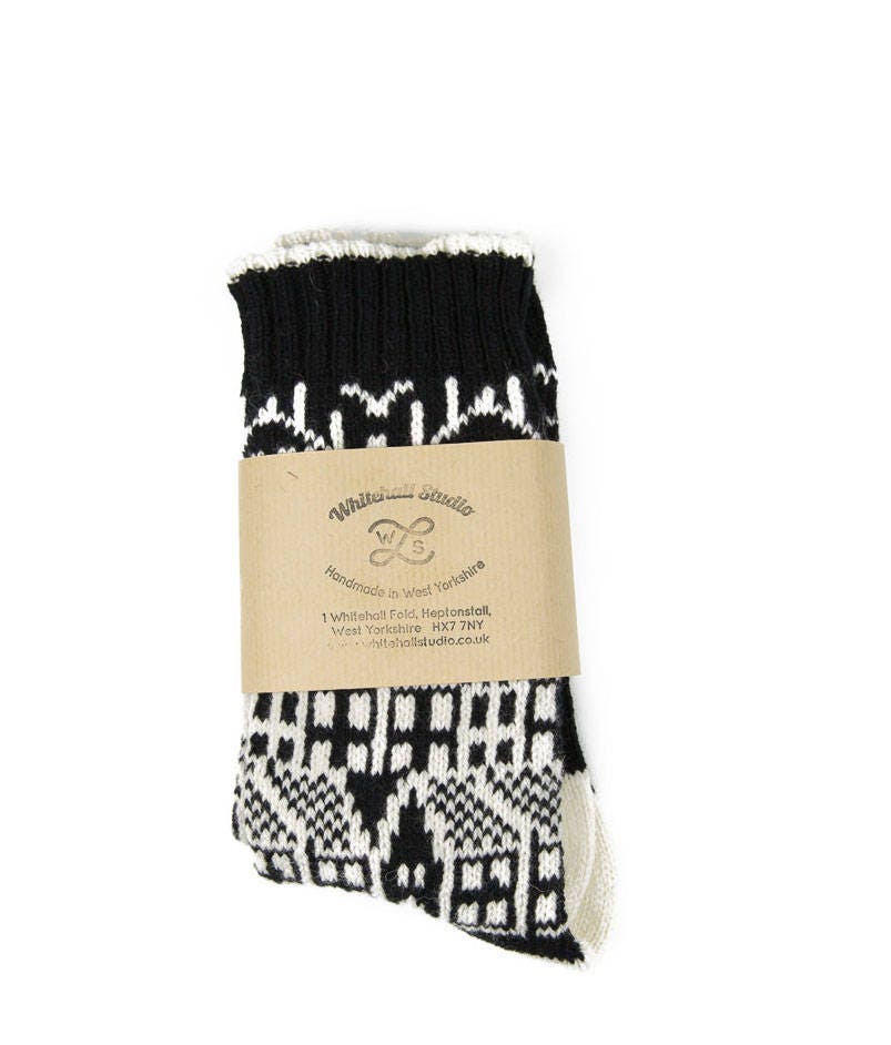 Cashmere knitted socks Hebden Houses fairisle pattern | Etsy